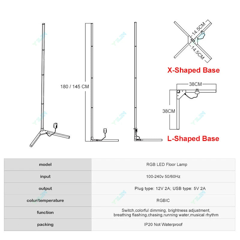 Smart Floor Lamp RGBIC 145/180CM
