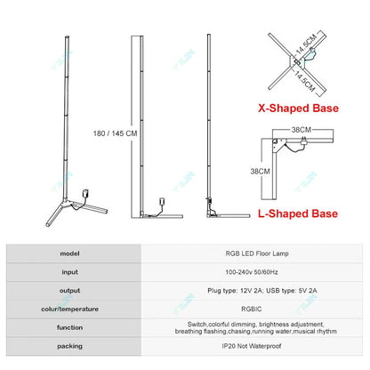 Smart Floor Lamp RGBIC 145/180CM