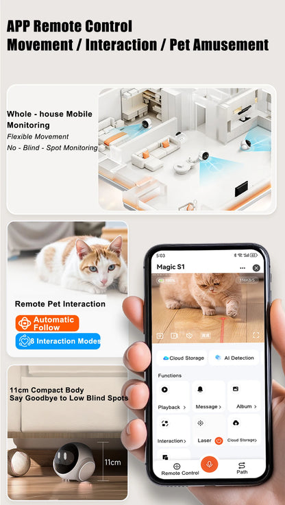 Famue S1 Home Monitoring Robot | APP Control & Two-Way Talk | Care for Elderly/Child & Pet | Photo/Video & Playback UP to 512G