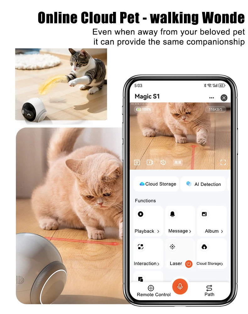 Famue S1 Home Monitoring Robot | APP Control & Two-Way Talk | Care for Elderly/Child & Pet | Photo/Video & Playback UP to 512G