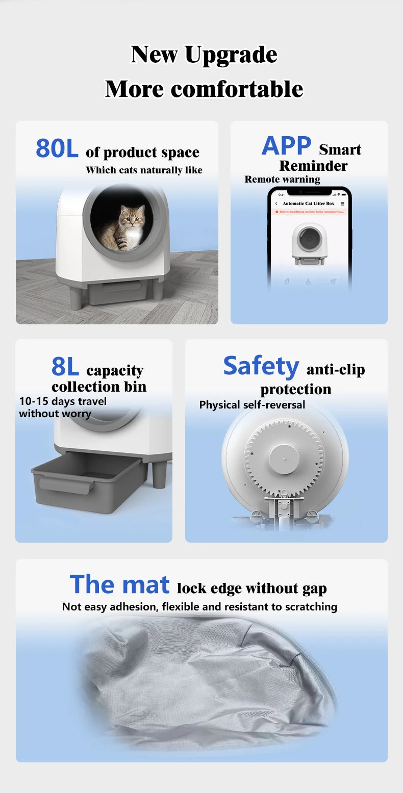 Smart Self Cleaning Cat Litter Box Automatic Smart Cat Toilet Tuya App Control Electric Self-Cleaning Cat Litter Box