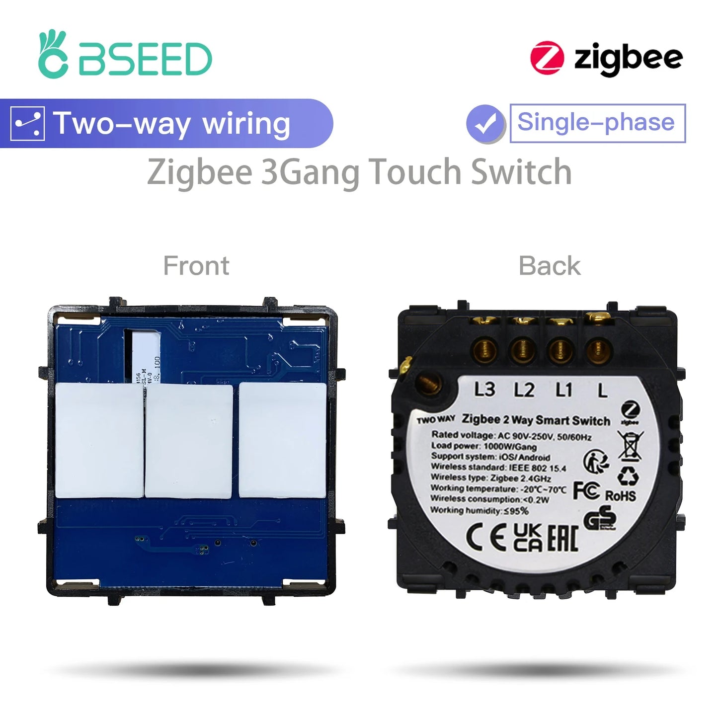 BSEED ZigBee Smart Switch 1/2/3 Gang