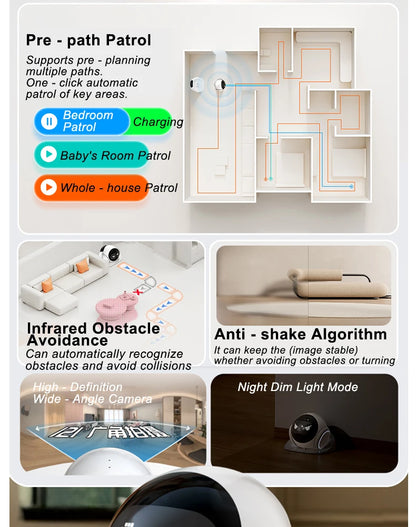 Famue S1 Home Monitoring Robot | APP Control & Two-Way Talk | Care for Elderly/Child & Pet | Photo/Video & Playback UP to 512G