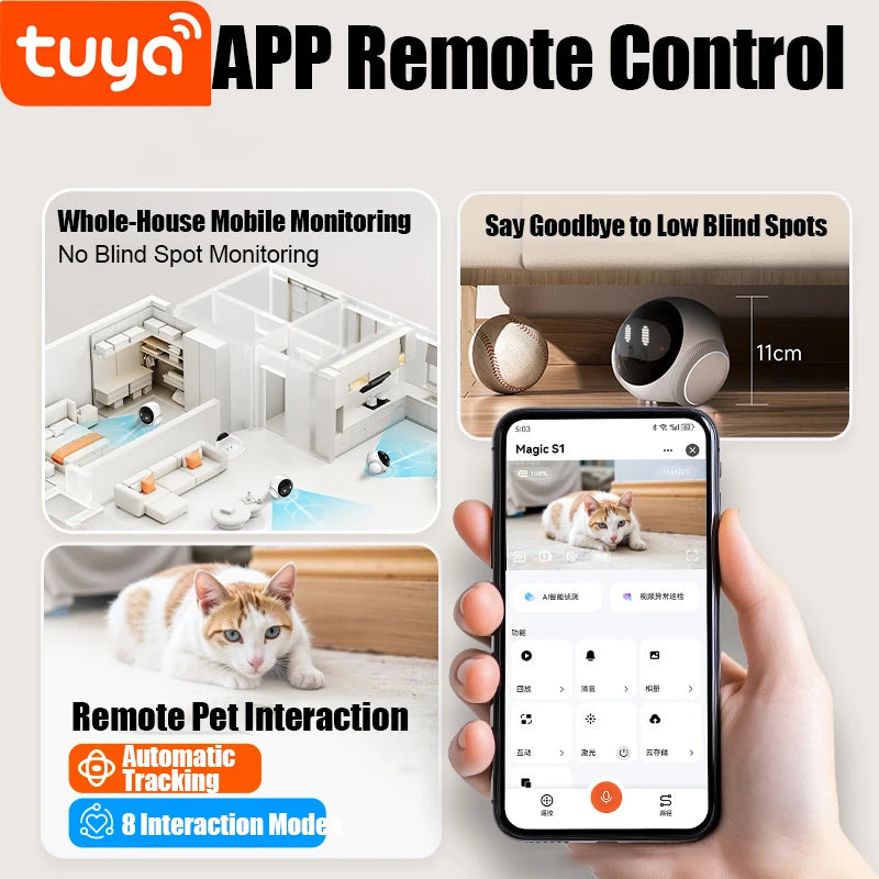 Famue S1 Home Monitoring Robot | APP Control & Two-Way Talk | Care for Elderly/Child & Pet | Photo/Video & Playback UP to 512G