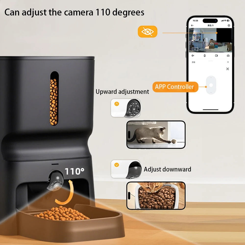 7L Large Capacity Automatic Cat Feeder With Camera Vedio WiFi Cat Food Dispenser Pet Smart Voice Auto Feeder For Cats Dogs Bowl