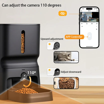 7L Large Capacity Automatic Cat Feeder With Camera Vedio WiFi Cat Food Dispenser Pet Smart Voice Auto Feeder For Cats Dogs Bowl