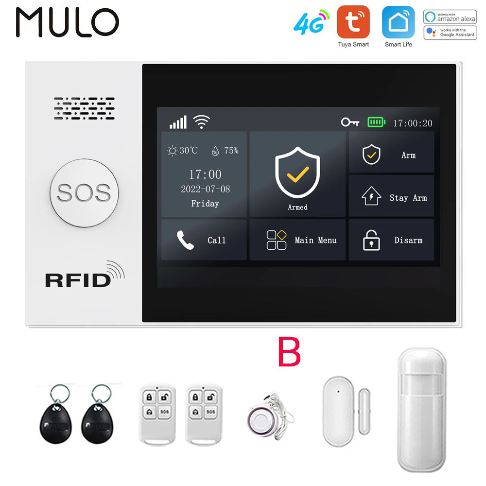 4G WiFi Home Alarm System Touch Screen
