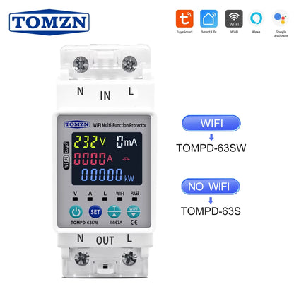 TOMZN WiFi Circuit Breaker 63A Kwh Meter
