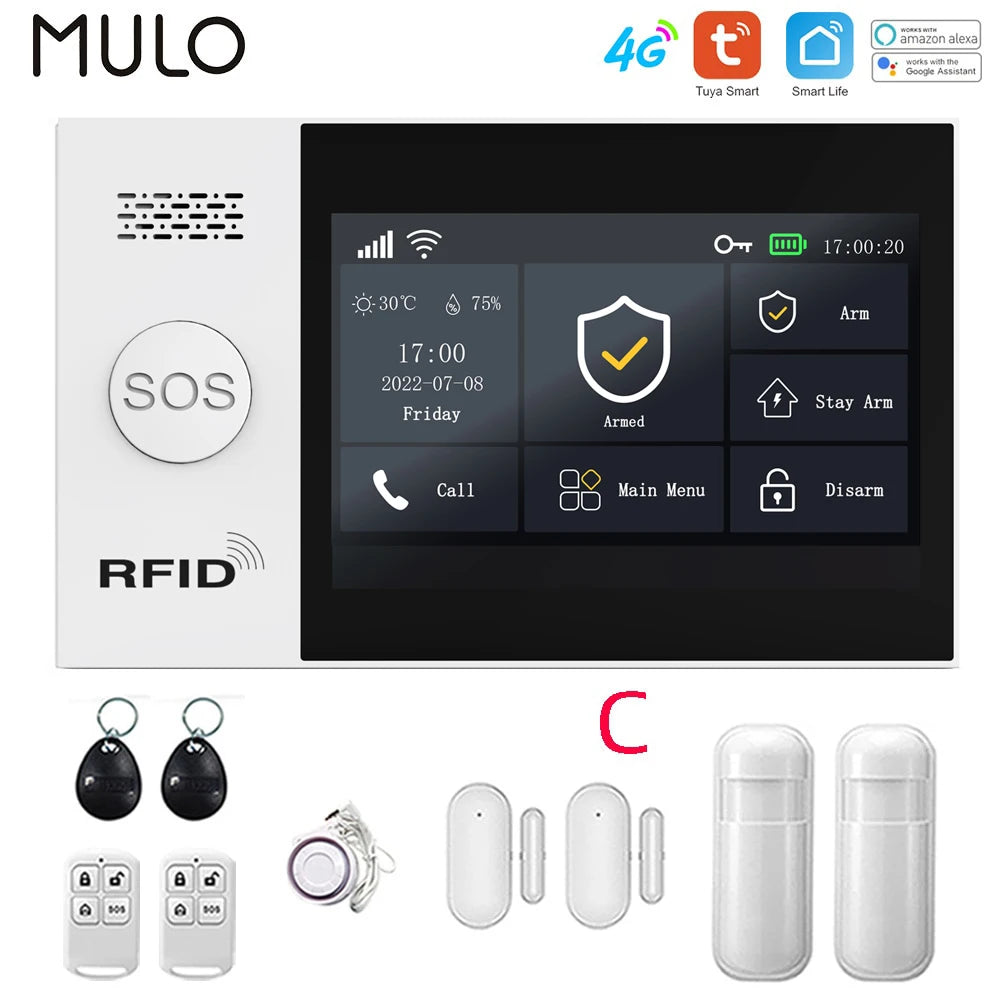 4G WiFi Home Alarm System Touch Screen