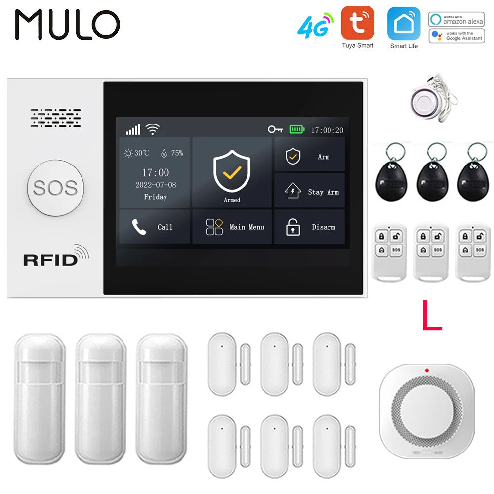 4G WiFi Home Alarm System Touch Screen