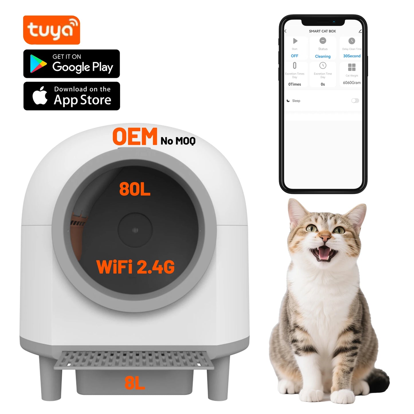 Smart Self Cleaning Cat Litter Box Automatic Smart Cat Toilet Tuya App Control Electric Self-Cleaning Cat Litter Box