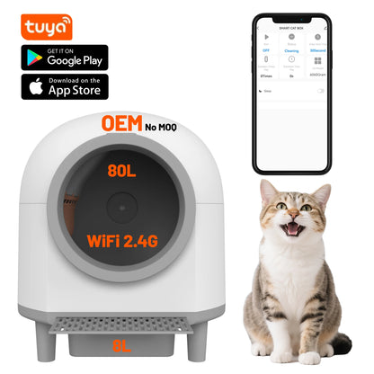 Smart Self Cleaning Cat Litter Box Automatic Smart Cat Toilet Tuya App Control Electric Self-Cleaning Cat Litter Box