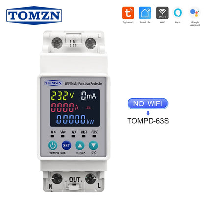 TOMZN WiFi Circuit Breaker 63A Kwh Meter