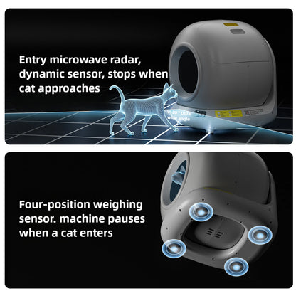 78L Self Cleaning Cat Litter Box Fully Enclosed Automatic Cat Litter Box App Control Extra Large Space Smart Pet Toilet Tray NEW