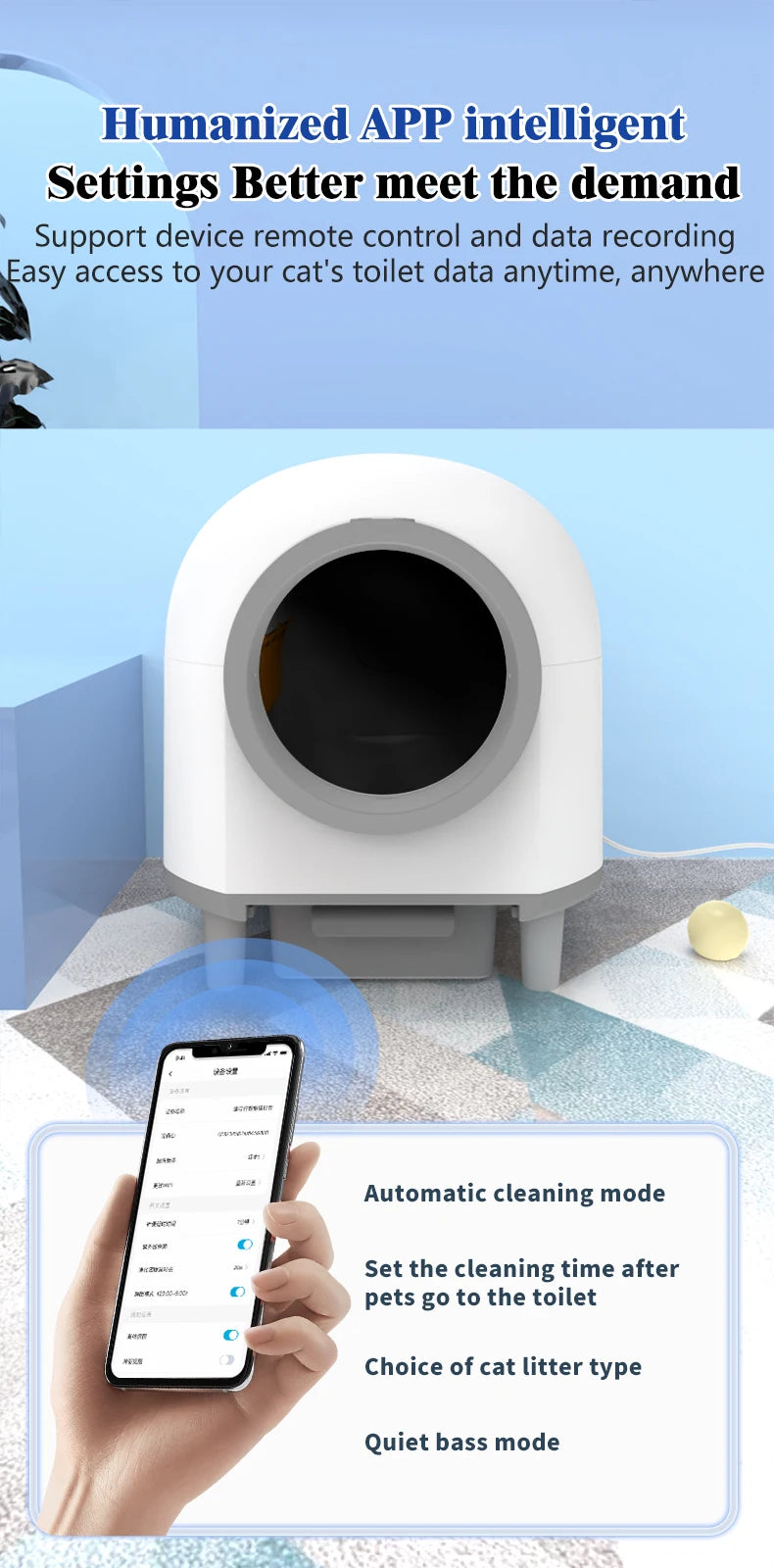 Smart Self Cleaning Cat Litter Box Automatic Smart Cat Toilet Tuya App Control Electric Self-Cleaning Cat Litter Box