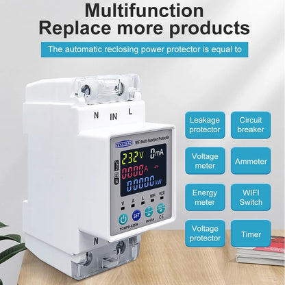 TOMZN WiFi Circuit Breaker 63A Kwh Meter
