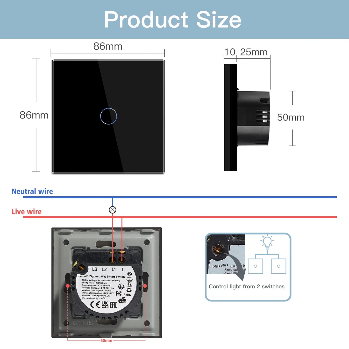 BSEED ZigBee Smart Switch 1/2/3 Gang