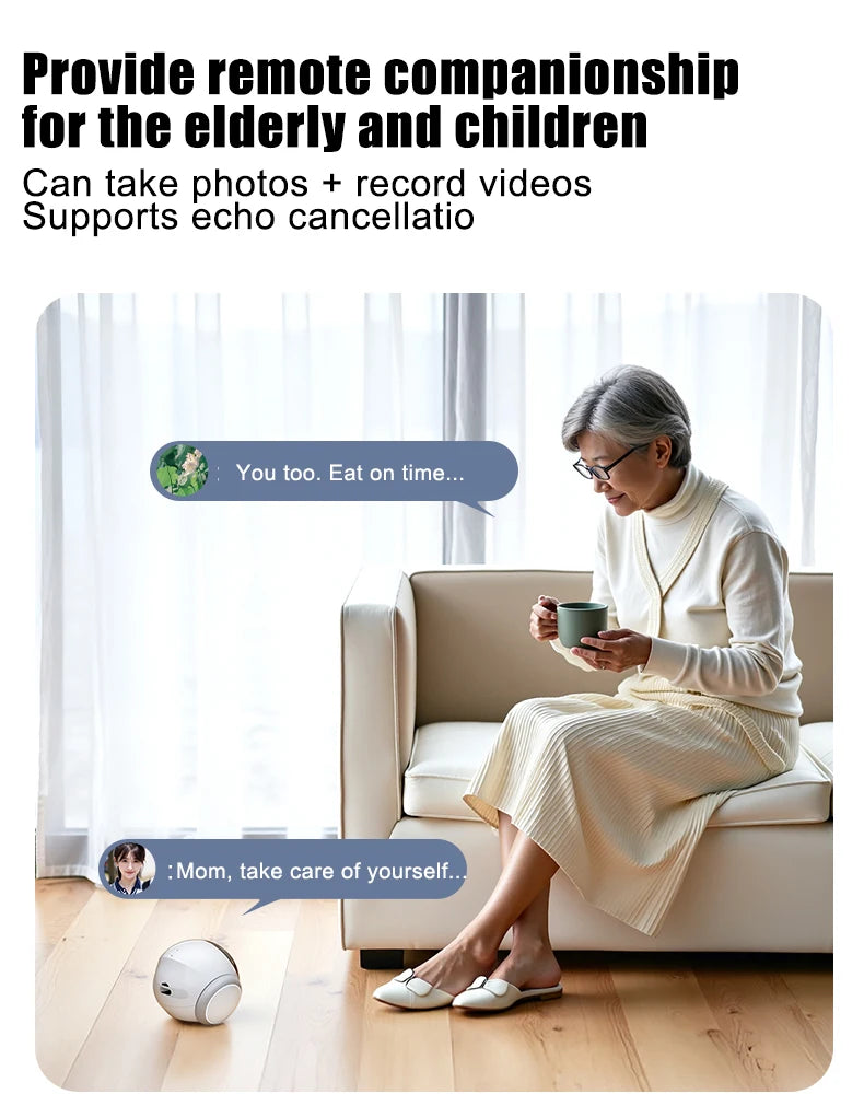 Famue S1 Home Monitoring Robot | APP Control & Two-Way Talk | Care for Elderly/Child & Pet | Photo/Video & Playback UP to 512G